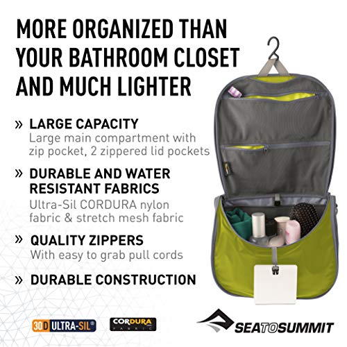 Image of Sea to Summit Large Hanging Toiletry Bag, Travel Organizer for Men and Women, Black