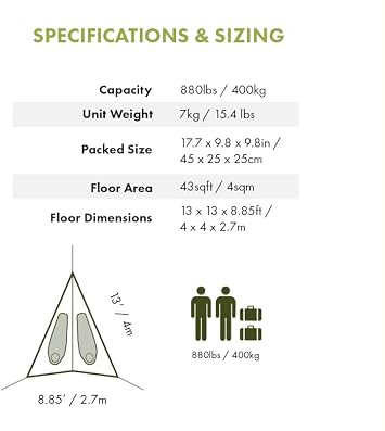 Tentsile Duo 2P Double Hammock Camping and Lounging Hammock for Backyards, Festivals, Roo, Picnics, Outdoor Campouts, Black, Two Person, Designed in the UK (2024)