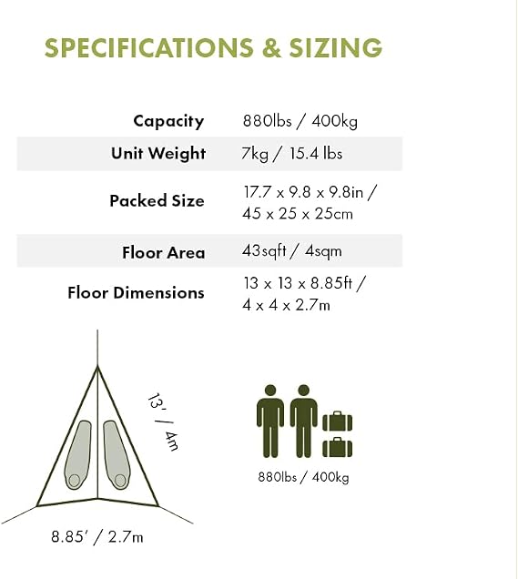 Tentsile Duo 2P Double Hammock Camping and Lounging Hammock for Backyards, Festivals, Roo, Picnics, Outdoor Campouts, Black, Two Person, Designed in the UK (2024)