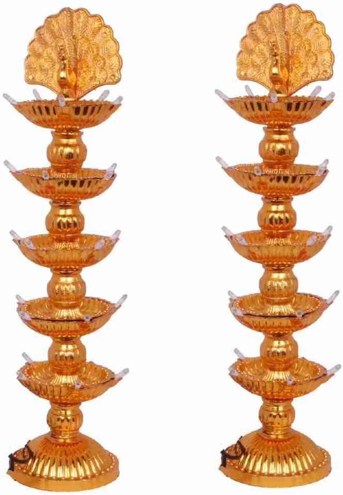 30 cm Deep Peacock 6 Layer Electric Diya Deepak Light, LED Mandir Diya for Home Temple Decor (1)