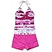 iEFiEL Big Girls Youth Peace Signs Heart Print 2 Piece Tankini Swimwear Swimsuit Hot Pink Size 8