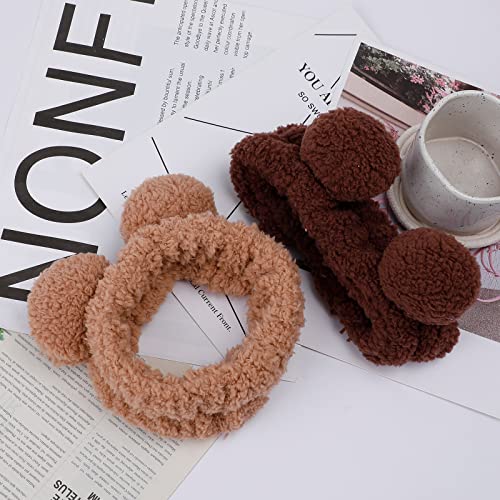 Hofar Face Wash Headband Hairband With Bear Coral Fleece Adorable Cartoon Creative Hair Accessories #TOP4