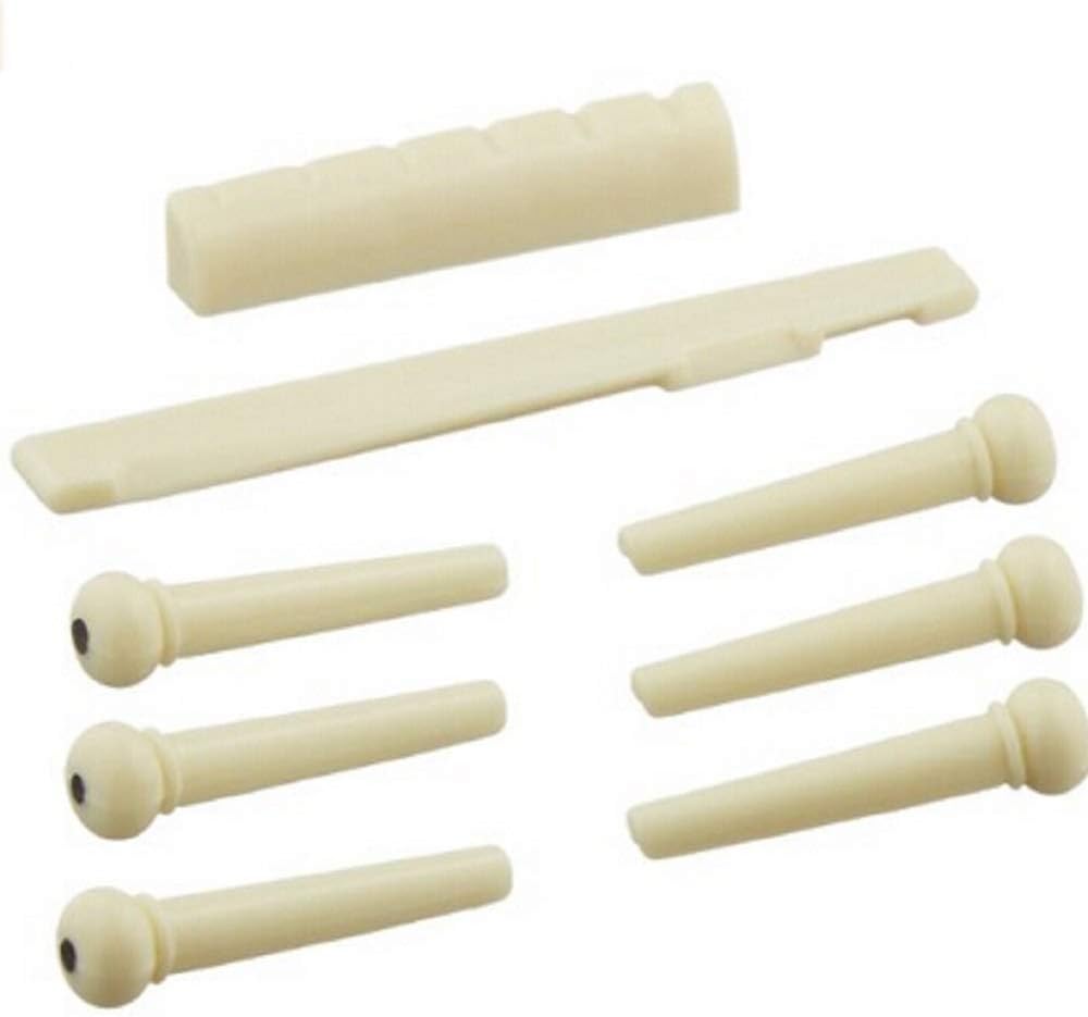 Tiswell 1set of Acoustic Guitar Bridge Pins & Saddle & Nut