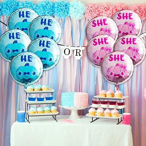 10Pcs Pink Blue Pumpkin Balloons Baby Shower Gender Reveal Decorations, 18 Inch He Or She Pumpkin Foil Balloon For Boy Or Girl Gender Reveal Thanksgiving Party Supplies Backdrop #TOP4