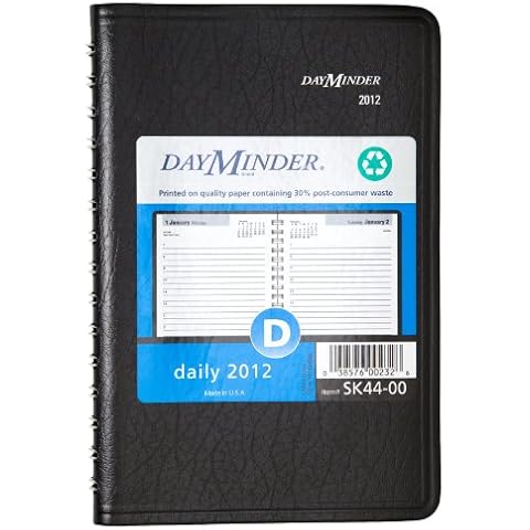 DayMinder Recycled Daily Appointment Book, Hourly Appointments, 5 x 8 Inches, Black, 2012 (SK44-00) Cover
