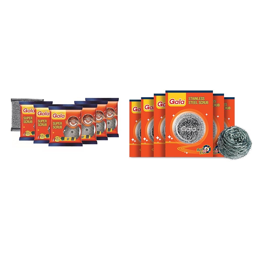 Gala Super Scrub Set – Made of Steel – Black – Pack of 6