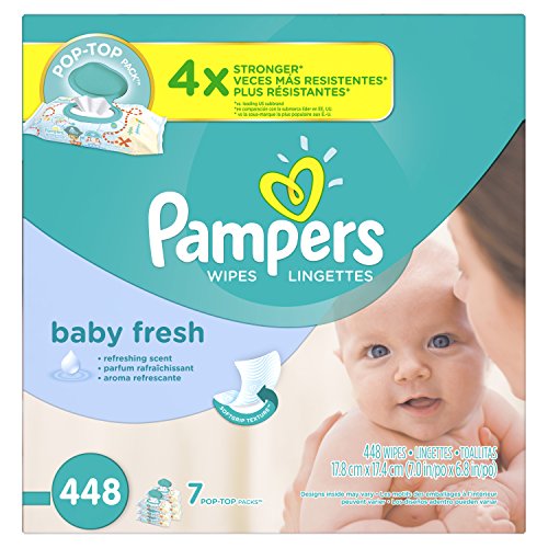 Image of Pampers Baby Fresh Water Baby Wipes 7X Pop-Top Packs, 448 Count