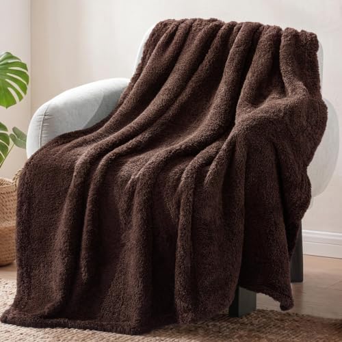 Exclusivo Mezcla Fleece Coffee Throw Blanket for Couch Sofa, Ultra Soft, Lightweight and Fluffy Blankets for Women, All Season, 50x60 Inches