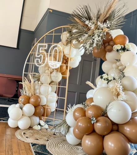 Image of Neutral Balloon Garland Arch Kit 166Pcs, Boho Brown White Nude Balloon Arch, Different Sizes Brown Balloon for Woodland Birthday Teddy Bear Baby Shower Wedding Neutral Party Decoration