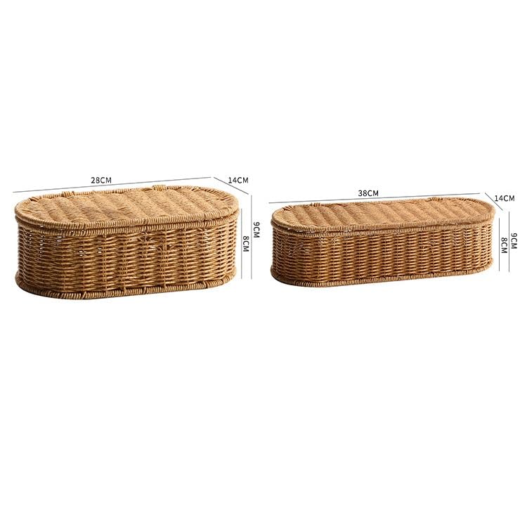 Boîte rangement ovale plastique tissé vigne pour trier petits articles