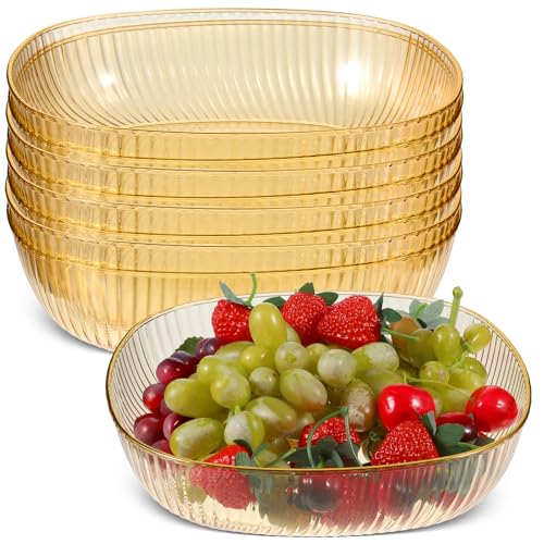 MAQUITA 8 Pack Serving Bowl Disposable Serving Bowls Large Plastic Dish Heavy Duty Salad Plate Clear Chip Candy Holder for Party Wedding Birthday Snack Fruit Buffet Catering Container Home