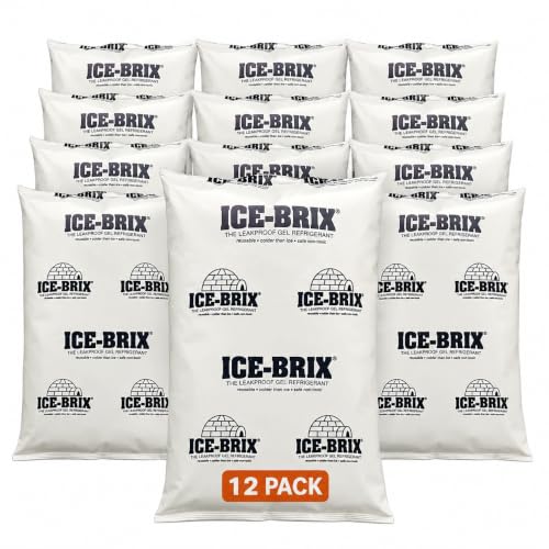 Image of ICE-BRIX Reusable Gel Ice Packs for Shipping, 8 x 6 x 1.25 in, 24 oz White (12 Pack) - Large Cold Packs for Frozen Food, Meal Kits, Coolers, Medical Shipping & Perishable Mailers