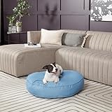 Gordie Round Indoor/Outdoor Pillow Style Dog Bed, Blue Heather, Small