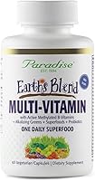 Vista 10 de Paradise Herbs Earth's Blend Once Daily Multivitamínico con hierro, 48 superalimentos orgánicos, probióticos, antioxidantes, vitaminas A, B12, C, D