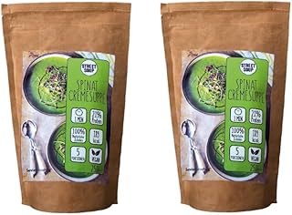 Street Soup Vorratspack 250 g Instant Protein Cremesuppen Kalorienarm Natürlich Vegan Ideal für Diät, Fasten und Detox (500g, Spinat)