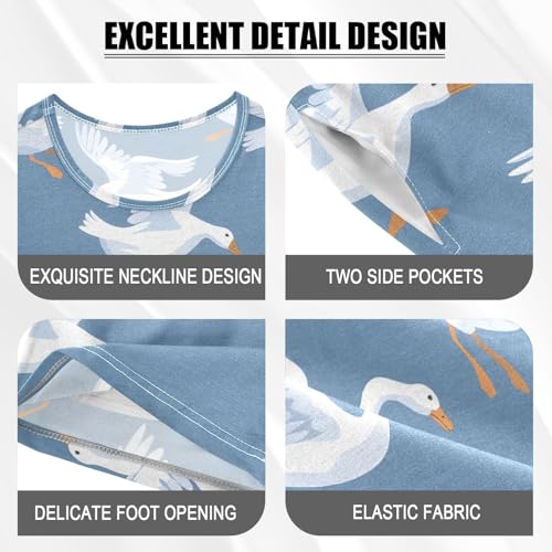 ALAZA Geese Cartoon Stylish Pajamas Short Sleeve 2 Piece Sleepwear Top and Bottom Pajama Set Unisex4