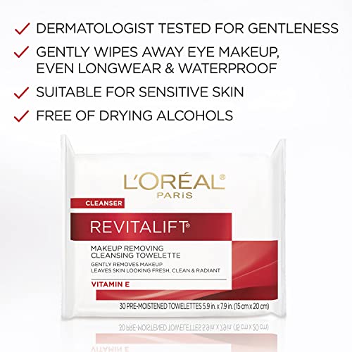 L'oréal Paris Revitalift Makeup Removing Facial Cleansing Towelettes With Vitamin E, 30 Ct. (Pack Of 2) #TOP2