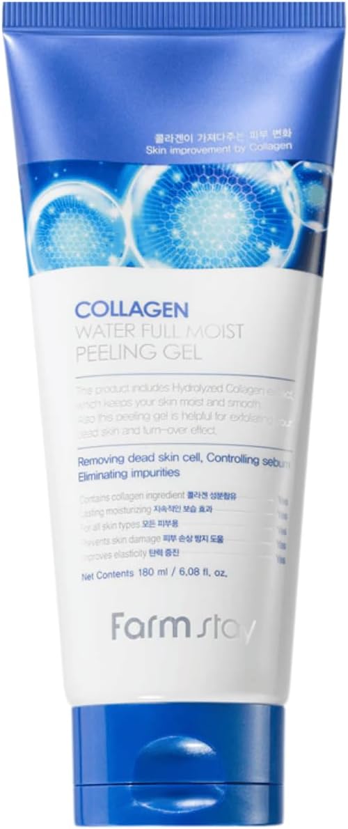 FARMSTAY Collagen Water Full Moist Peeling Gel - Peel Off Face Mask for Brighter Skin - Gently Exfoliates - Collagen For Skin - 6.08 oz