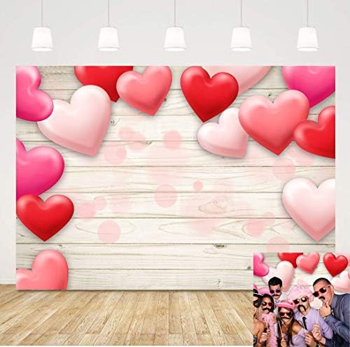 CYLYH 10x8ft Vintage Rustic Wood Backdrop Vinyl Red Love Heart Valentine's Day Backdrops For Photography Mother's Party Bridal Shower Kid Birthday Party Decor Banner D807