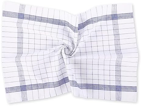Vaily® Ścierki do naczyń w niebieską kratkę, 10 sztuk - 70 x 45 cm ze 100% bawełny