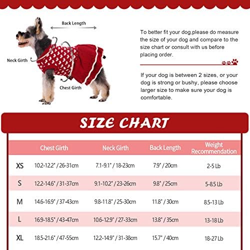 Kuoser Dog Sweater, Dog Heart Sweater Dress Warm Dog Sweaters Knitwear Vest Turtleneck Pullover Dog Coat with Leash Hole for Small Medium Dogs Puppies (XS-XL
