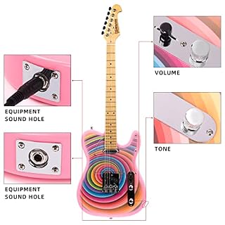 Instrument pour débutants de guitare électronique 22 TL Ensemble de guitare électrique avec effet choro-D133(arc-en-ciel) - Les Beatles, Paul McCartney, John Lennon, RIngo Starr, George Harrison Instrument pour débutants de guitare électronique 22 TL Ensemble de guitare électrique avec effet choro-D133(arc-en-ciel) – Image 2