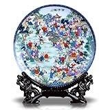 LEEDJUINE Plato decorativo de estilo chino, 25 cm, cerámica Jingdezhen para decoración del hogar