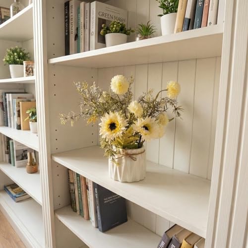 Image of Dekorly Artificial Lavender Plant in White Pot, 18cm - Realistic Faux Flower Arrangement for Home & Office Decor (Set of 1) (1, White Dry Dais)