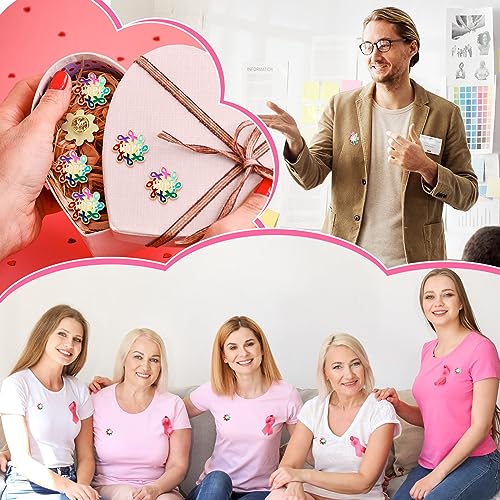 Riceshoot 30 Pcs Breast Cancer Awareness Lapel Pin Bulk All Cancer Pink Ribbon Hope Button Brooch Gift for Women Cloth Backpack Hat - Thumbnail 7