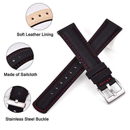 Image of Ritche Sailcloth Watch Band Quick Release Watch Strap Compatible with Samsung Galaxy Watch 6 Band Classic 43mm 47mm 40mm 44mmTimex / Seiko /Fossil /Citizen Watch Bands for Men Women