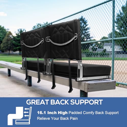VOYSIGN Stadium Seats with Back Support - Padded Bleacher Chair Cushion with Backrest, Shoulder Strap & Storage Pocket for Outdoor Events, Sports Games, Concerts, Camping, 2 Pack, Black by VOYSIGN - Image 4