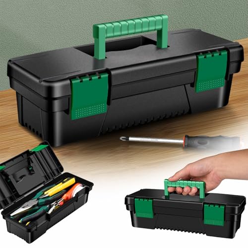 Small Tool Box 10-inch Plastic Tool Boxes With Handle Removable Tray With Double Lock Secured Toolbox For Home