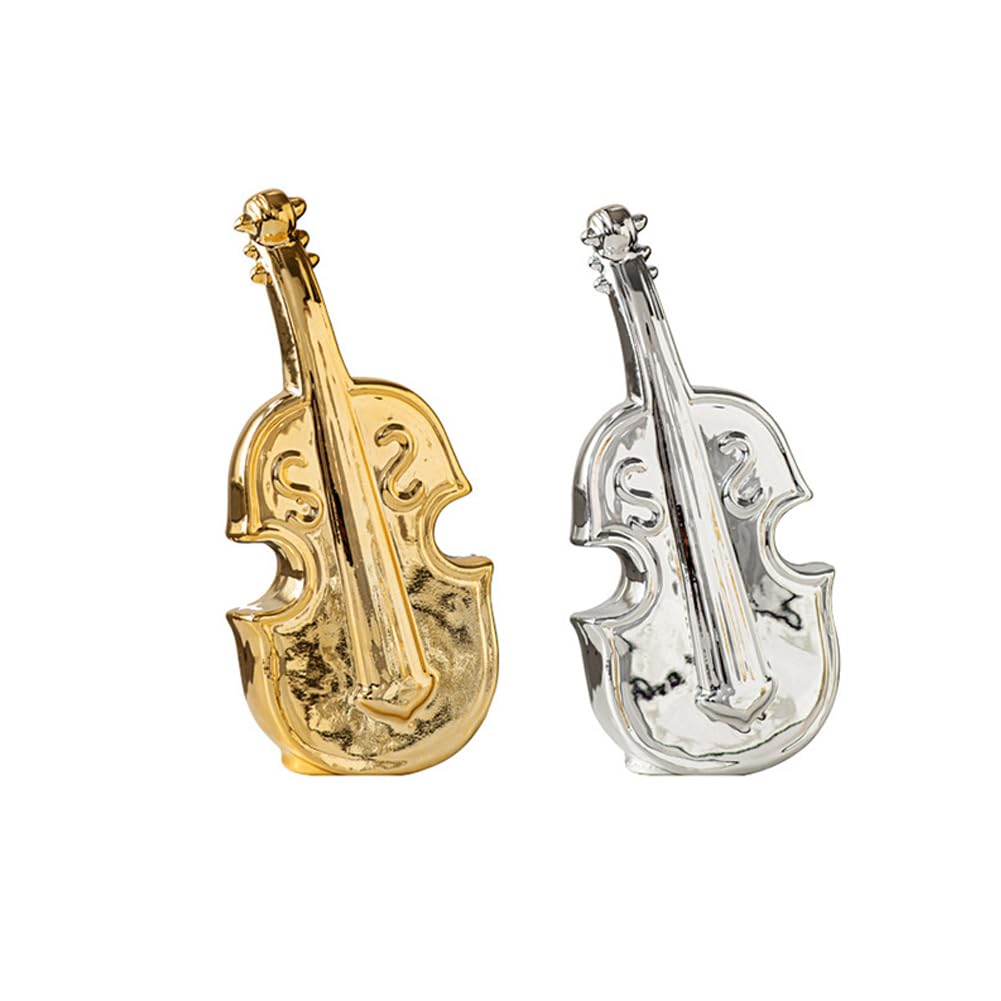 ARFUKA Table Decoration Home Decor Ornaments Ceramic Cello Sculpture for Living Room Office Desktop Bookshelf Statue Decor Gift for Wedding Housewarming Party Pack of 2