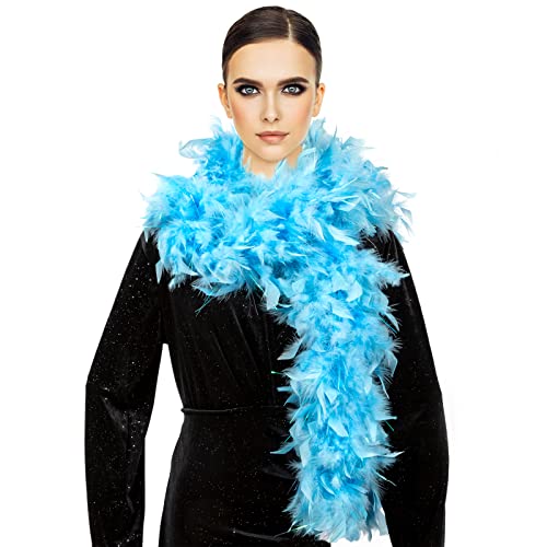 Tobeautypro 80G Blue Feather Boa 2 Yard With Shiny Gold Lurex, Feather Boa For Carnival, Birthday, Anniversary Party, Fashion Design, Wedding Dresses, Costumes, Thanksgiving Christmas Tree Decorations #TOP3