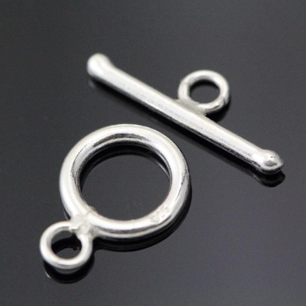 5 Sets Adabele Authentic 925 Sterling Silver Round Toggle Clasp T-Bar Closure 10mm (0.39 Inch) Hypoallergenic Nickel Free for DIY Jewelry Making SS192-1