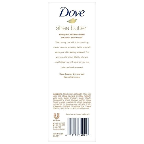 Miniatura 2 de Dove Purely Pampering - Jabones en barra de manteca de karité de 16-4 onzas, aroma cálido a vainilla, 64 onzas, blanco