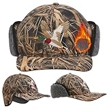 Breathffy Duck Winter Hunting Hat Camo Warm Hat with Sherpa Lined Ear Flap Waterproof Windproof for Men Cold Weather