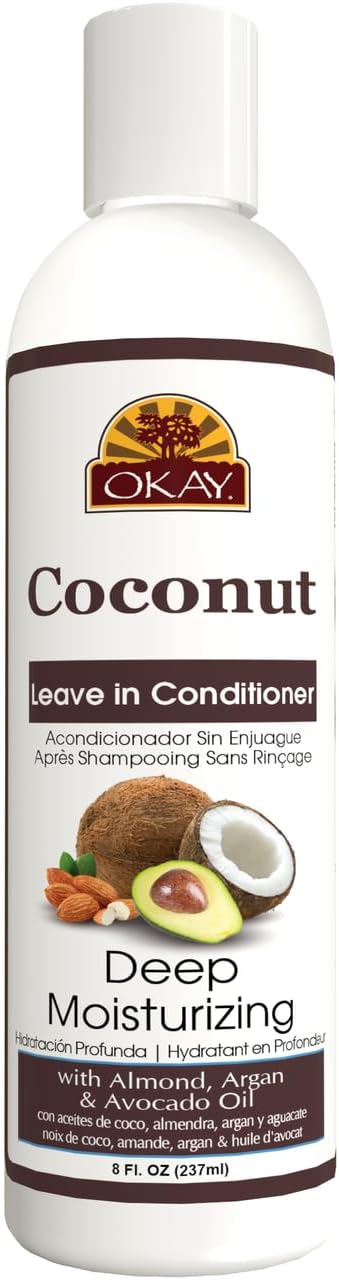 Coconut Leave In Conditioner - Hair Moisturizer For Women And Men, Contains Castor Seed Oil, Natural Hair Product For Hair Growth, Curly Hair Grease For Smooth, Moisturized Hair - 8 Oz