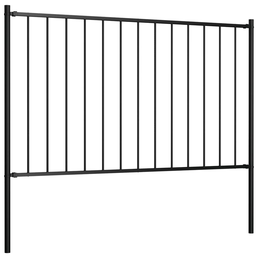 Panel ogrodzeniowy do domu i ogrodu, ze słupkami, stal malowana proszkowo, 1,7 x 1,25 m, wybór czarnej mebli