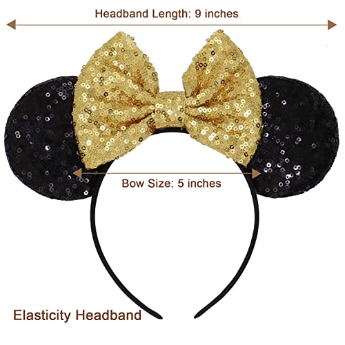 Lihelei Minnie Ears Mouse Ears Headband With Leopard Bows, Party Decoration Headbands For Halloween Costume, Headwear Hair Accessories For Women Girls-3 Pcs A #TOP4