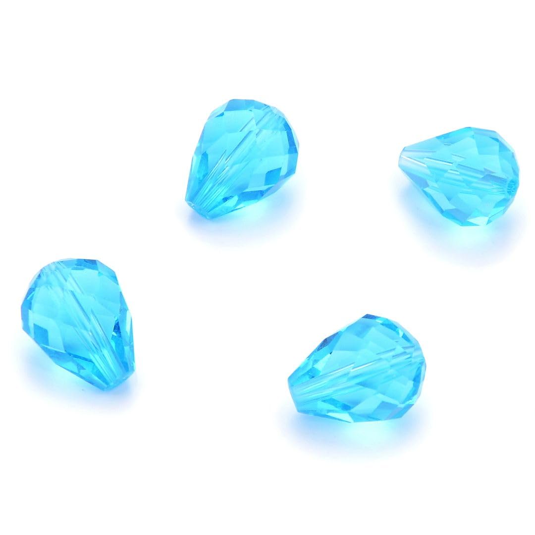 100 cuentas de cristal de lágrima austriaca Adabele de 10 x 8 mm, color azul aguamarina compatible con 5500 cristales Swarovski Preciosa SST-1010