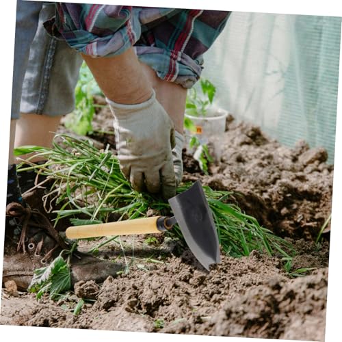 Azada triangular pequeña para jardinería con mango de madera miniatura 3