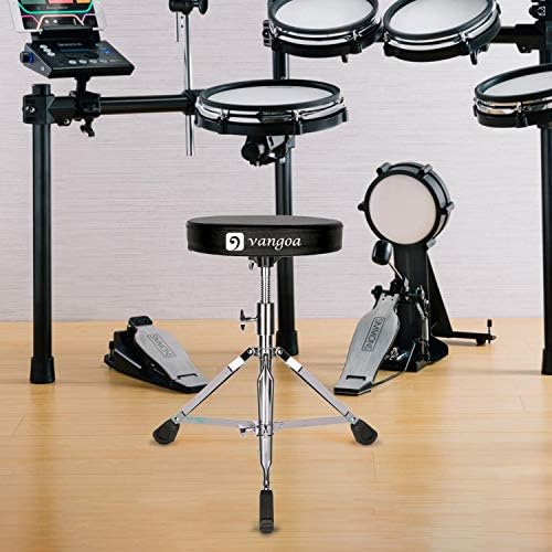 vangoa Drum Throne, Adjustable Drum Stool Deluxe Thick Padded Drum Seat Portable Height Drum Stools, Black