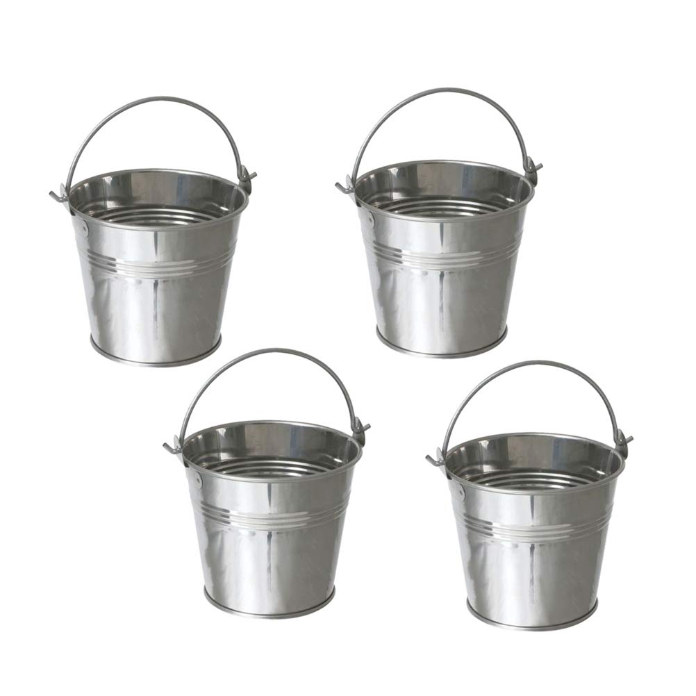Mini seaux en fer-blanc argenté Toyvian avec poignée | Lot de 12 pour décoration