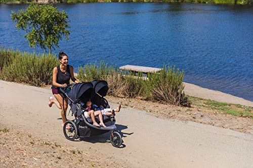 Joovy Zoom X2 Lightweight Performance Double Jogging Stroller Featuring Extra-Large Pneumatic Tires With Air Pump Included, Locking And Swiveling Front Tire, And Easy One-Handed Fold, Forged Iron #TOP5