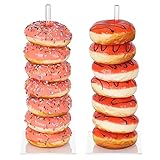 Aredpoook Donut Stand Bagel Stand 2 Pack, Acrylic Doughnut Holder, Clear Donut Display Stand, Bagel Tower Stand, Wall Display Stand Holder for Birthday, Wedding, Baby Shower, Christmas, Party