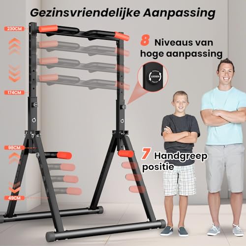 WATBKHE Chaise Romaine Power Tower Dip Station, Barre de Tractions Pliable Musculation, Hauteur Réglable, Structure triangulaire, pour Entraînement à Domicile (Noir - Multifonction)