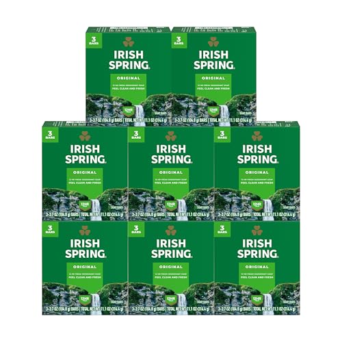 Irish Spring Bar Soap for Men, Original Clean, Smell Fresh and Clean for 12 Hours, Men Soap Bars for...