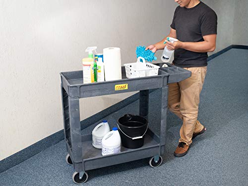 550Lb Capacity Heavy Duty Plastic Utility Cart 40" L X 17-1/4" W With Handle 2 Shelves Pake Handling Tools #TOP6