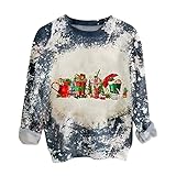Sumeiwilly Weihnachtspullover Damen Lustig Rentier Weihnachten Pullover Oberteil Top Lässig Xmas Pulli Weihnachtsmotiv Sweatshirt Weihnachtspullover Damen